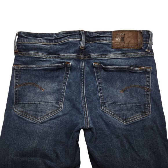 G Star 3301 Jeans Mens 32x32 Blue Straight Leg Raw Button Fly Dark Wash Stretch - Picture 10 of 16